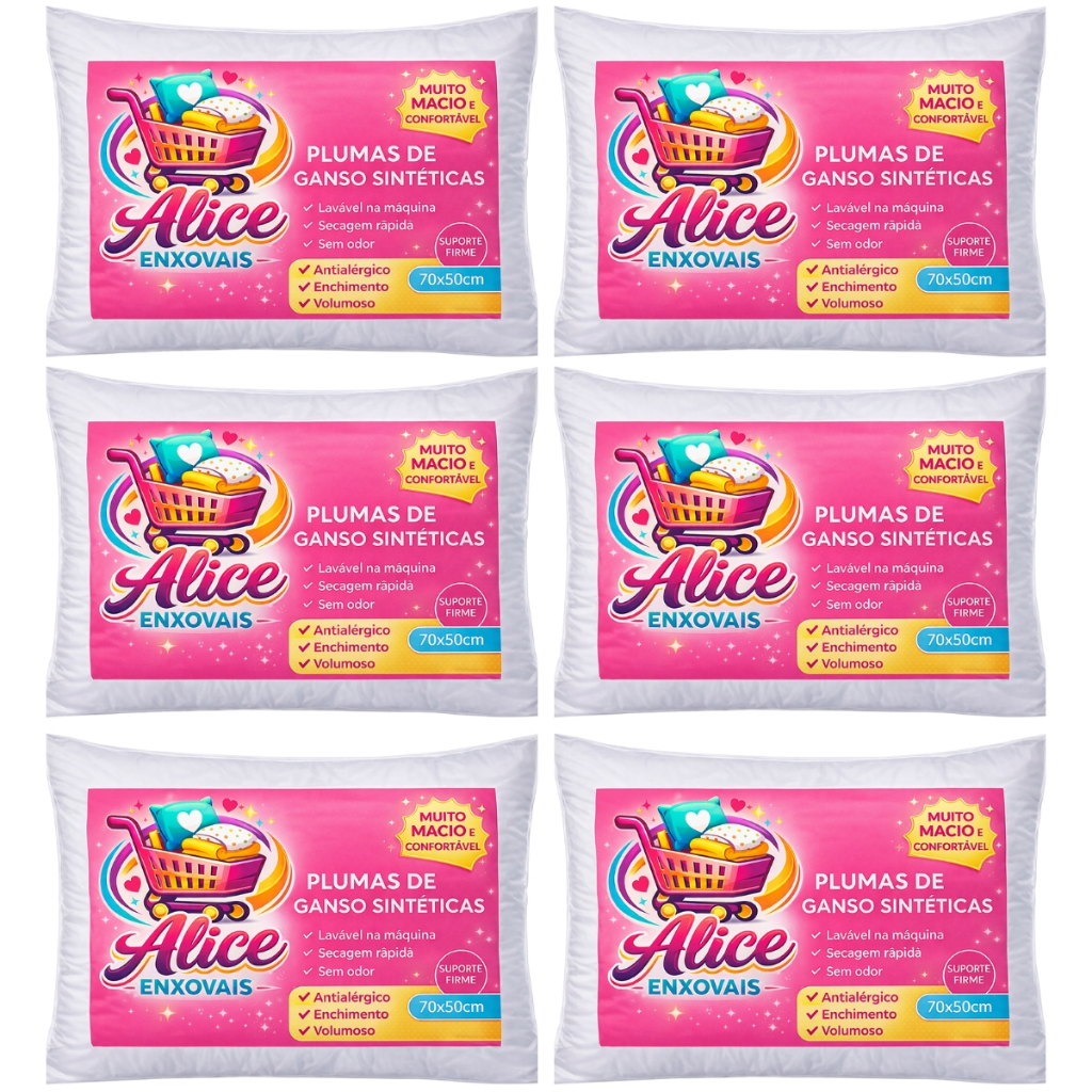 Kit 2,3,4Travesseiro Pluma de Ganso Descanso Antiacaro 70x50cm