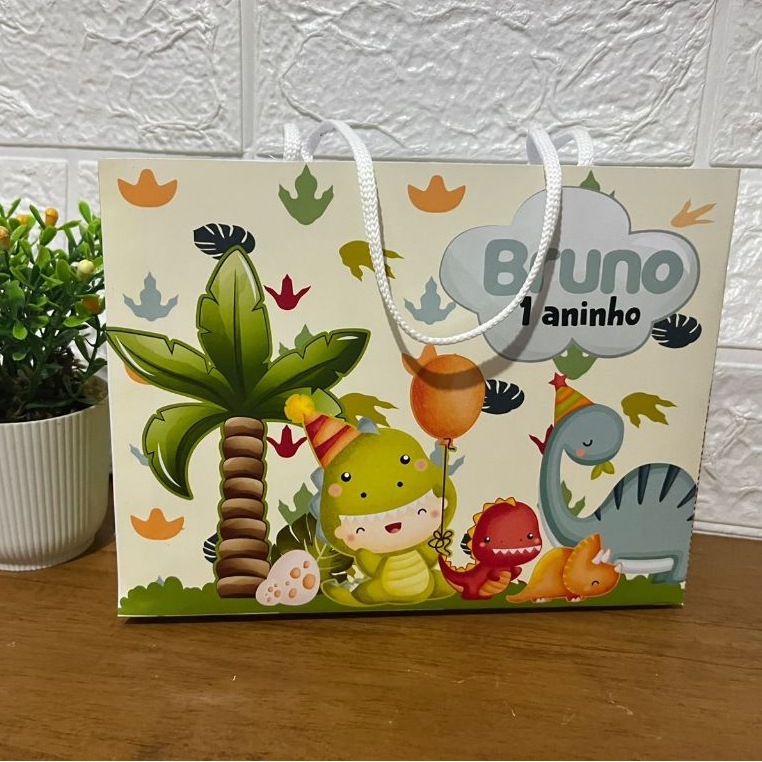Sacolinha Personalizada para Festa | Dino baby - Lembracinhas para aniversário / Festa de aniversário / Dinossauro/