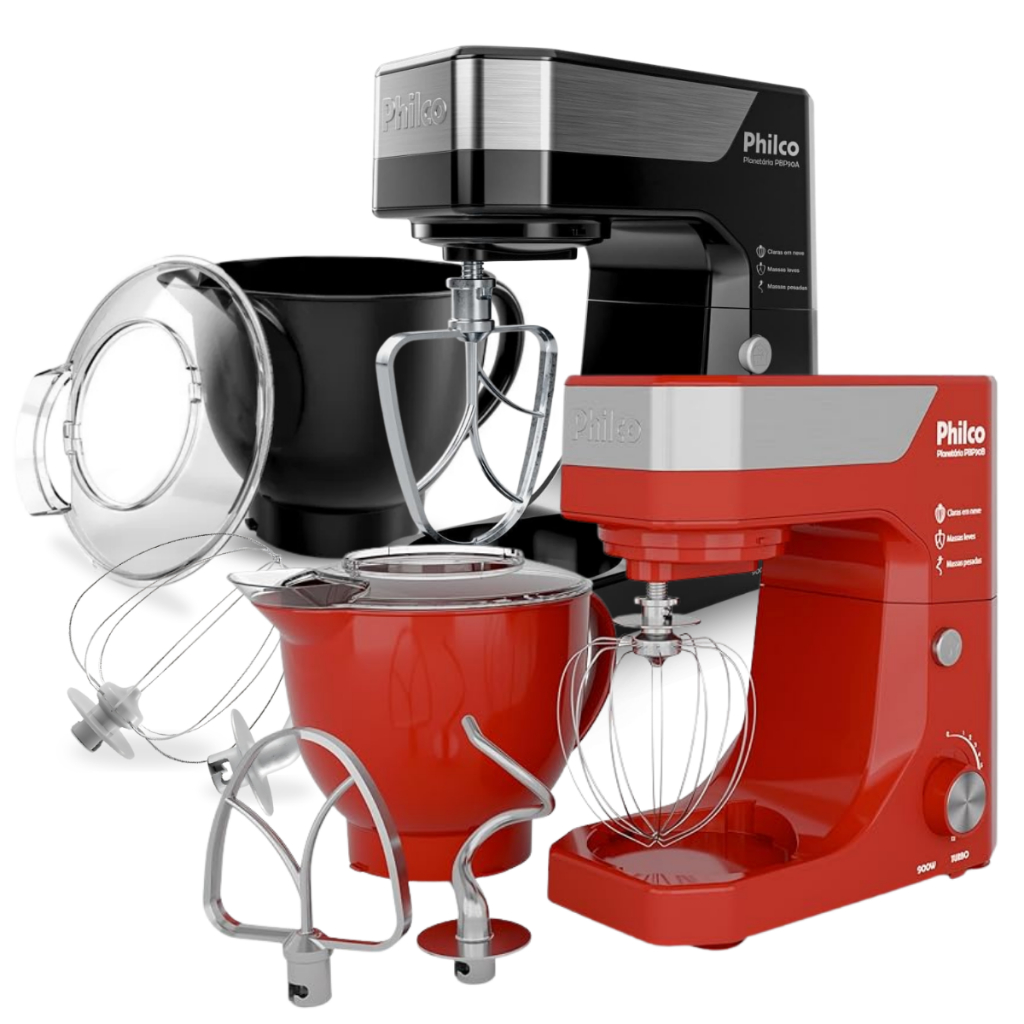Batedeira Philco Planetária 12 Velocidades 900w Turbo Anti Respingo (Vermelho / Preto)