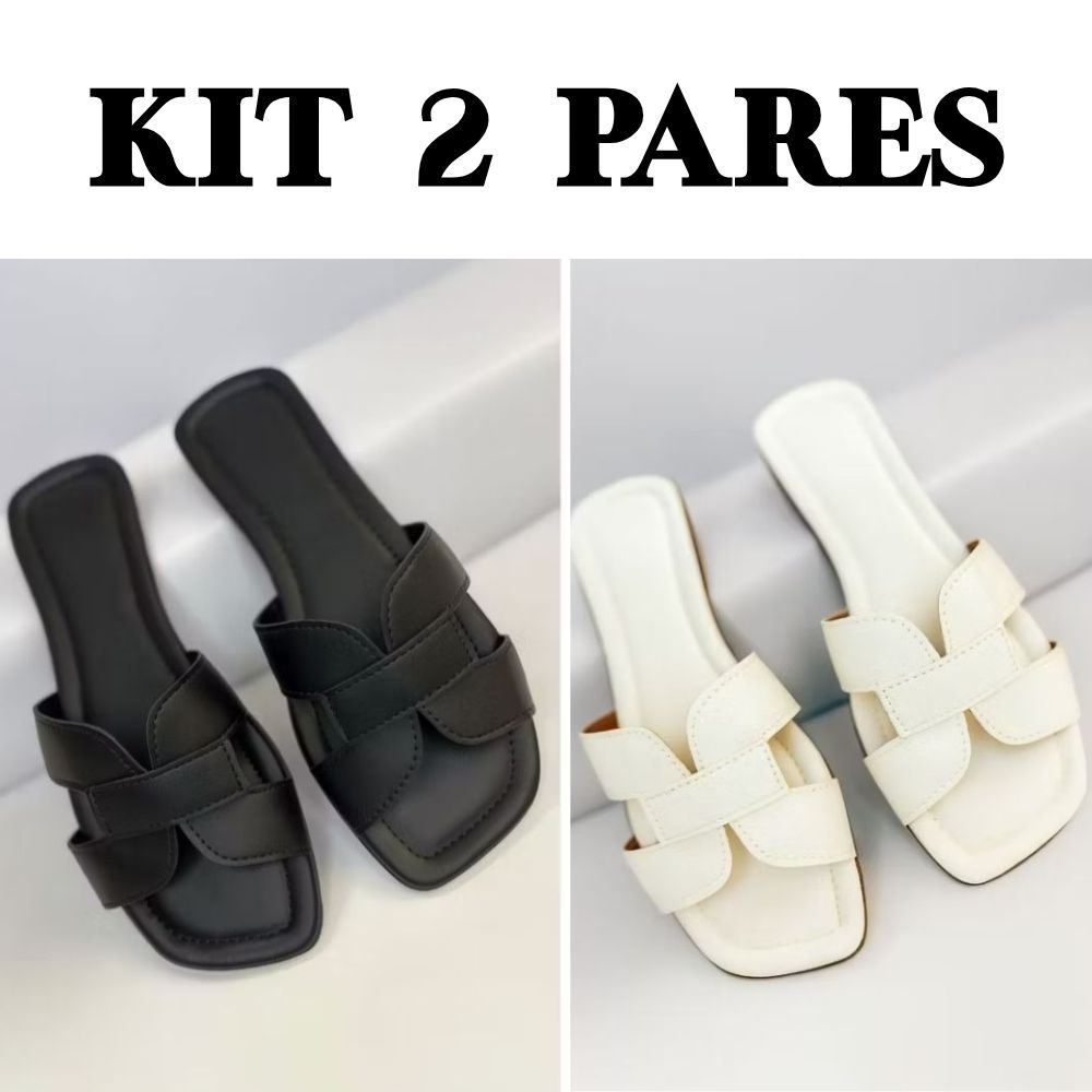 Kit 2 pares Sandália Rasteira H Feminina Tendência Moderna