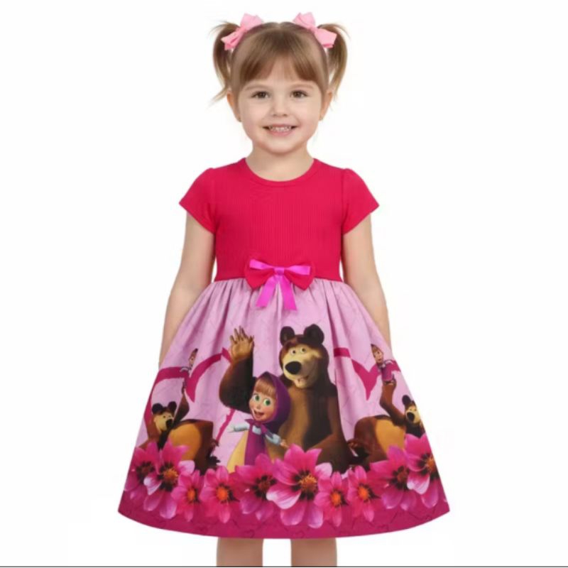 Vestido infantil temático menina e o Urso em Oferta na Shopee