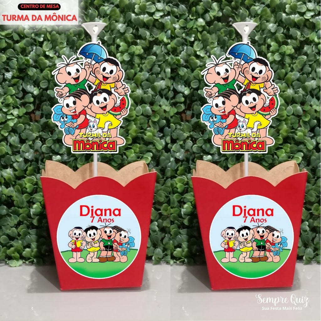 Centro de mesa TURMA DA MÔNICA| Cachepô GRANDE | Lembrancinha | Centro de mesa personalizado turma da mônica