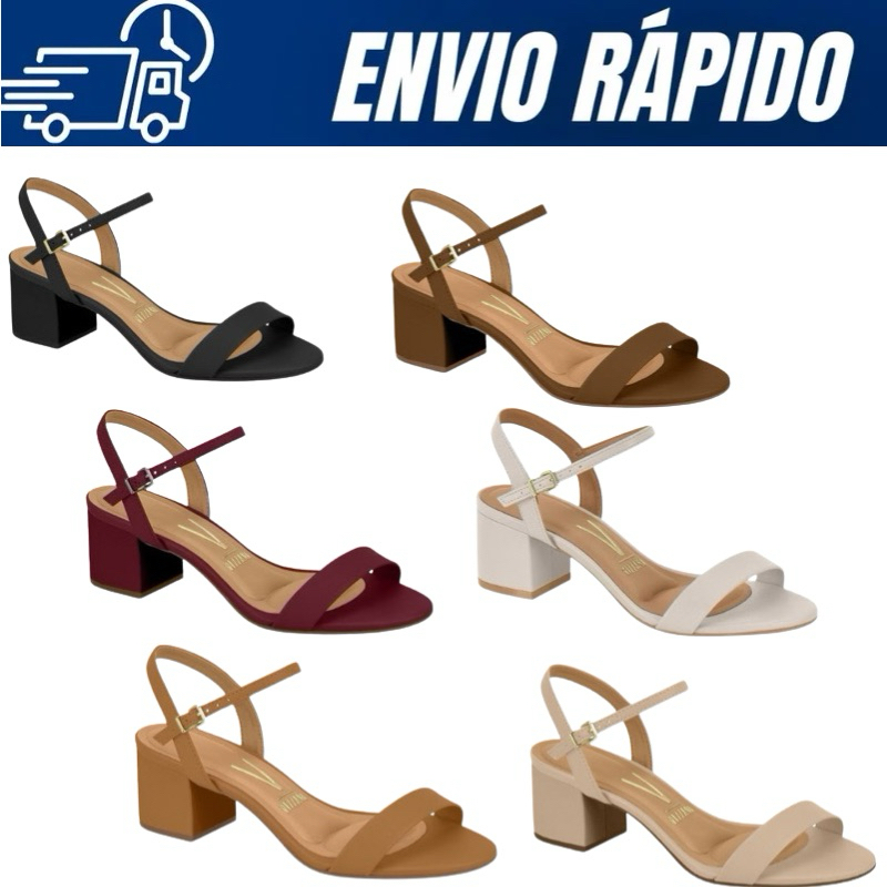 Sandália Feminina Vizzano Salto Baixo Original Basica Grosso Pelica Conforto Casual 6291.900 em Oferta na Shopee