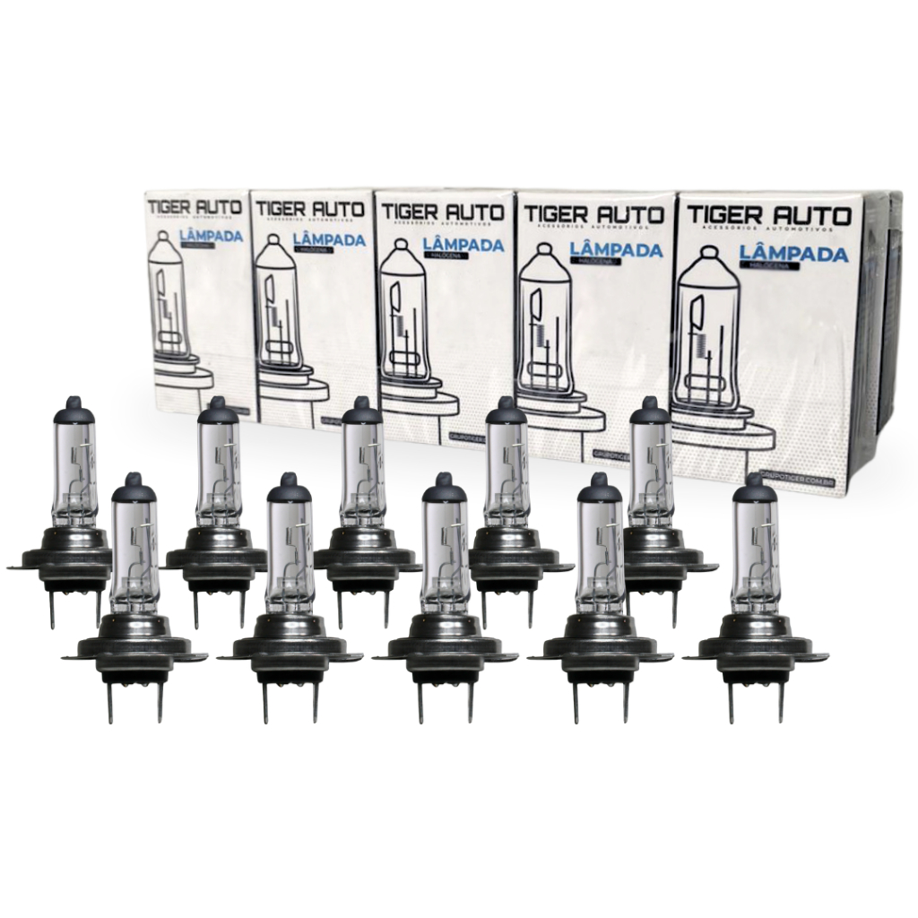 Kit 10 Lâmpadas Automotiva Halógena H7 3200K 12V 55W Tiger Auto