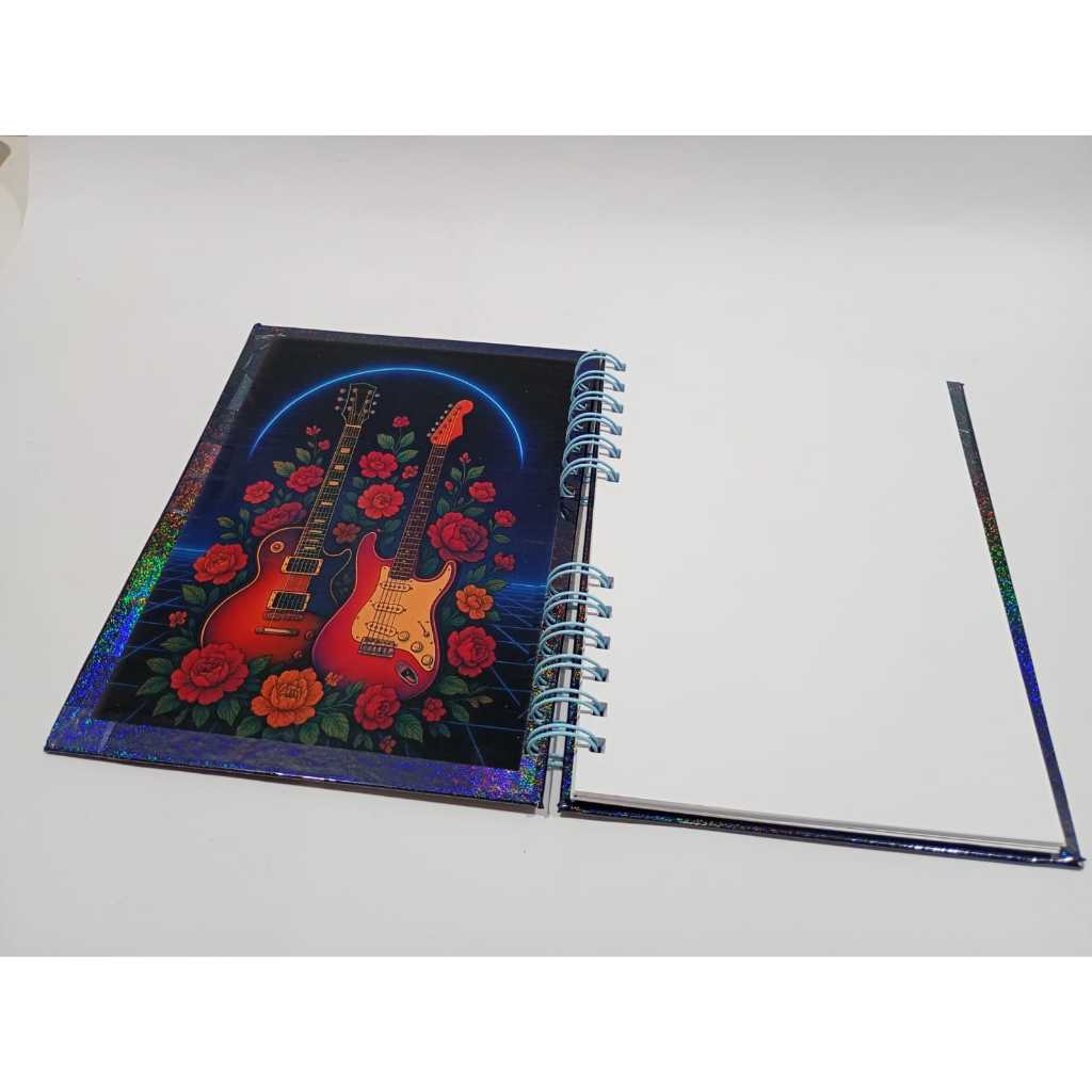 CADERNO SEM PAUTA DE ANOTAÇÕES NOTE A5 WIRE-O 5/8 CAPA DURA PRETA COM GLITTER