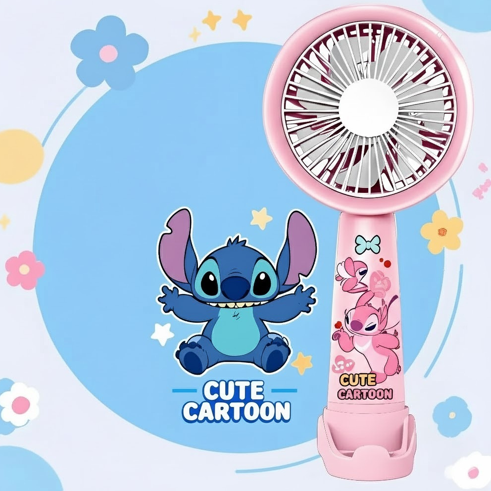 Ventilador Portátil Mini De Mão Mesa Recarregável Usb Led com cabo