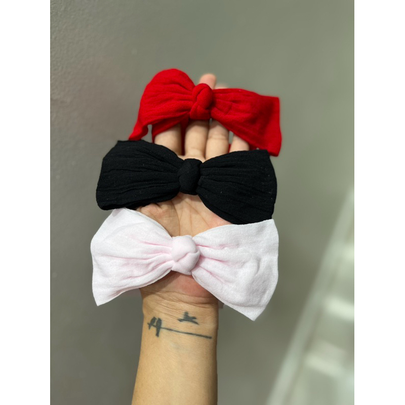 Kit 3 Laços Turbante Para Bebê Lacinho Faixinha Cores