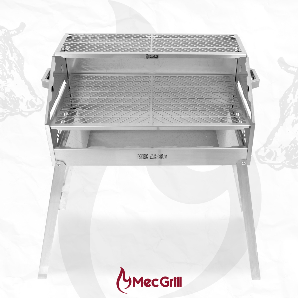 Churrasqueira Portátil A Carvão Inox 430 65x40 Desmontável Grande Mec Angus
