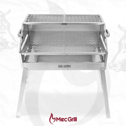 Churrasqueira Portátil A Carvão Inox 430 65x40 Desmontável Grande Mec Angus