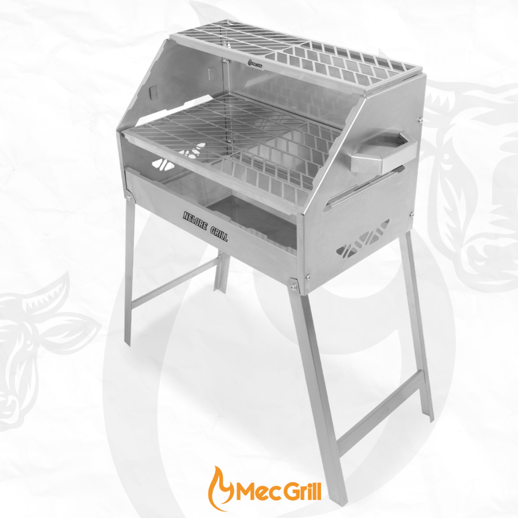 Churrasqueira Portátil de Aço Inox a Carvão Tamanho 50X30cm Portátil Desmontável Resistente Nelore · foto 2