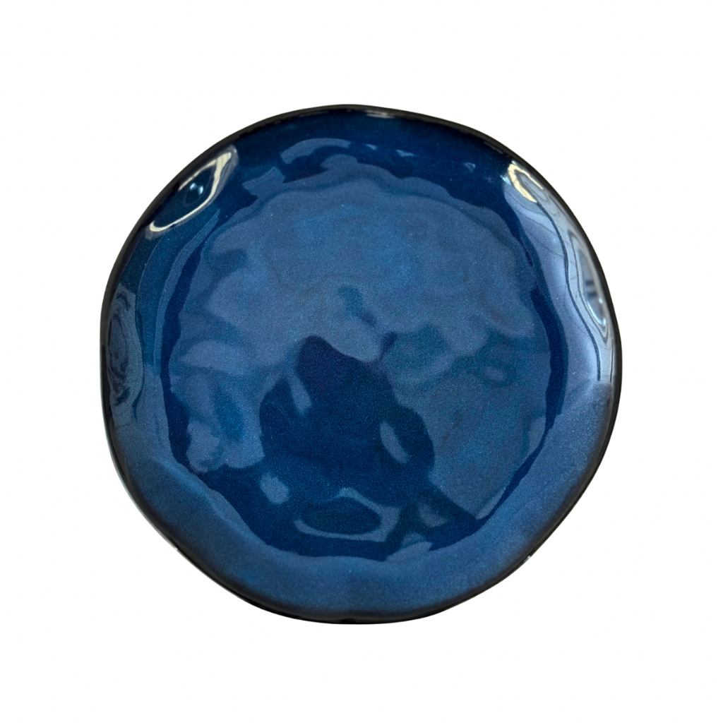 kIT 2 PRATOS AZUL/PRETO REFEIÇÃO CERÂMICA ESMALTADA ORGÂNICO