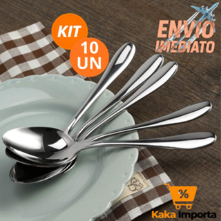 Kit 10 Colheres de Mesa Aço Inoxidável de Alta qualidade Colher para Uso Diário Profissional Buffet em Oferta na Shopee