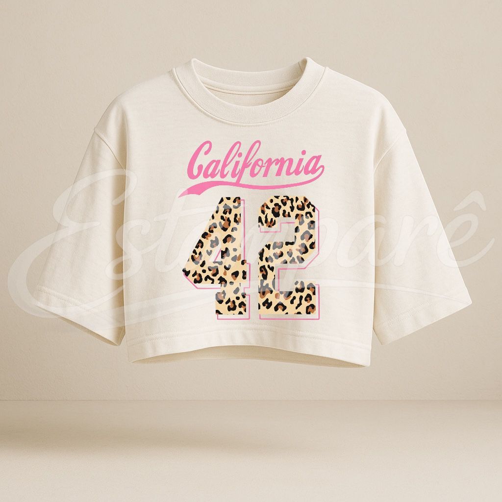 Cropped Oversized Feminino Estampado Camiseta Curta Moda Casual