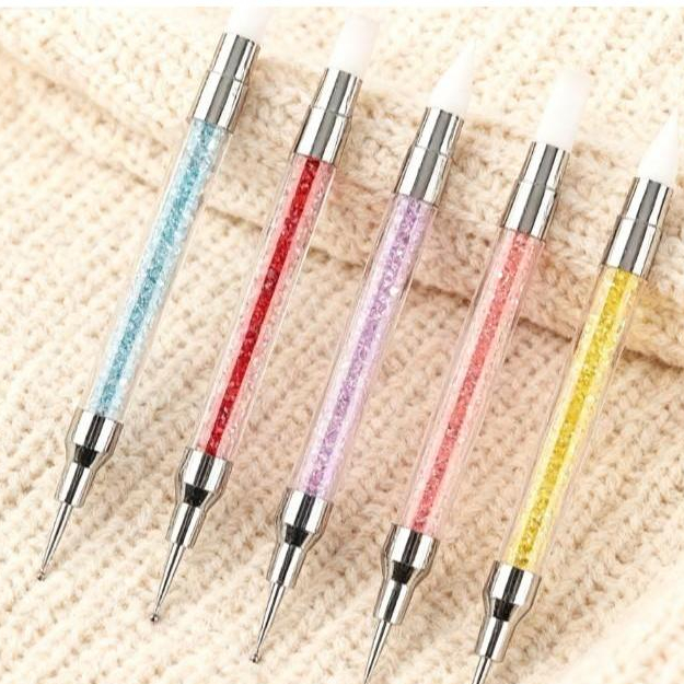 Kit Com 2 Pinceis 2em1 Ponta Dupla Para Decoração De Unhas 3D Profissional Nail Art