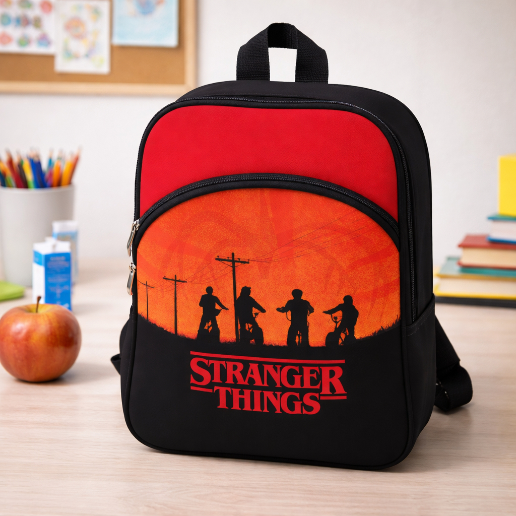 Mochila Escolar Plus Premium Com Carrinho Rodinha  Stranger Things MEGA OFERTA LANÇAMENTO