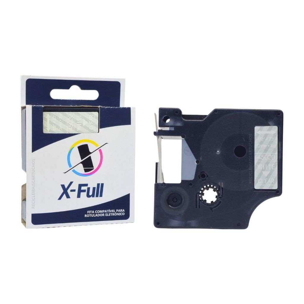Fita 45020 Compatível Para Uso Em Rotulador Dymo Label Manager Pl100 Pl150 Pl200 Pl300 12mmx7m Transparente X-full