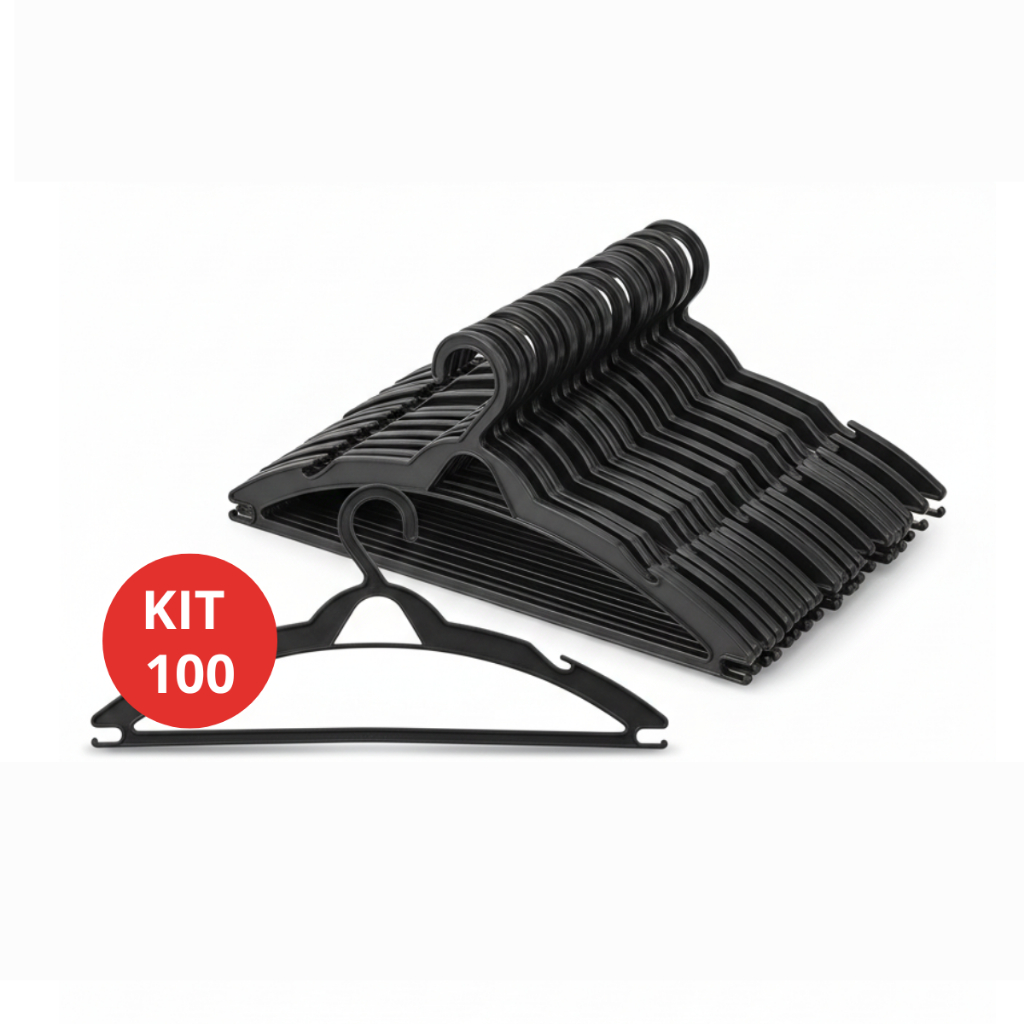 Kit 50 Cabides Adulto Preto Chatinho Reforçado Organizar Roupas Cabide Premium em Oferta na Shopee
