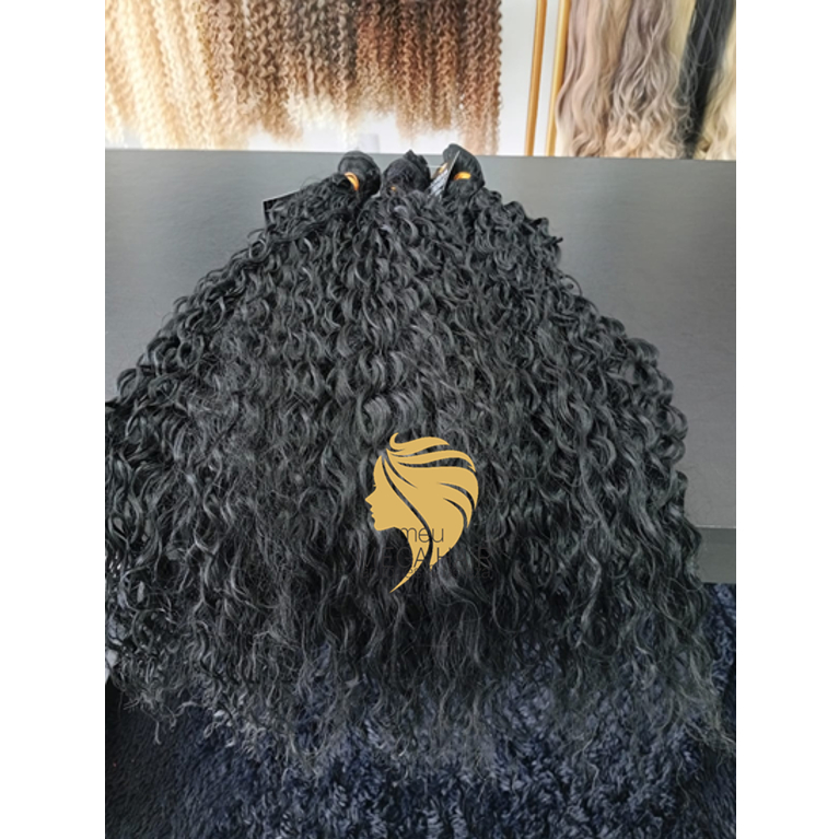 Aplique Cacheado Tela Alongamento Cabelo Cacho 70cm 100g Idêntico Humano Mega