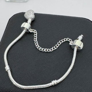 Trava de Segurança Corrente para Berloques Banhada a Prata 925 Pulseira em Oferta na Shopee