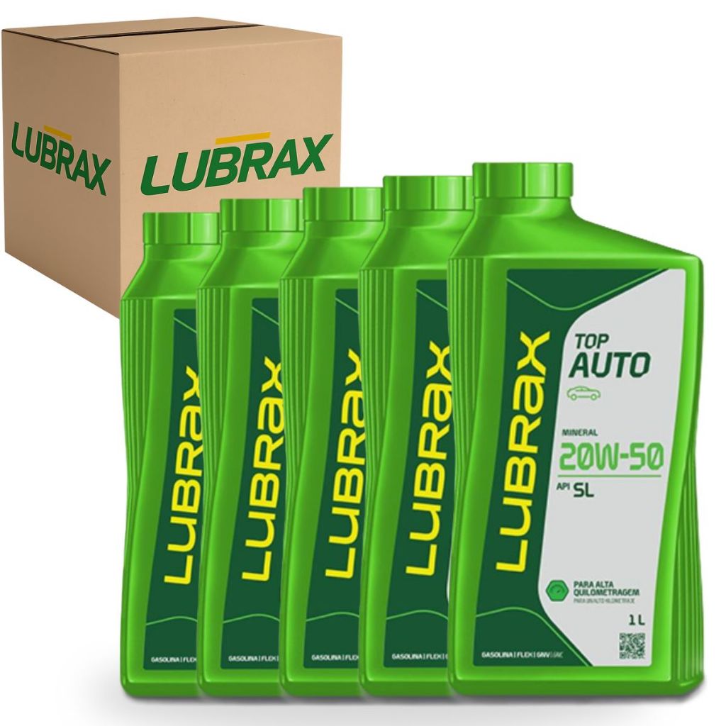 Kit 5 Oléo 20w50 Lubrificante Motor Mineral Essencial SL API Petrobras Lubrax em Oferta na Shopee