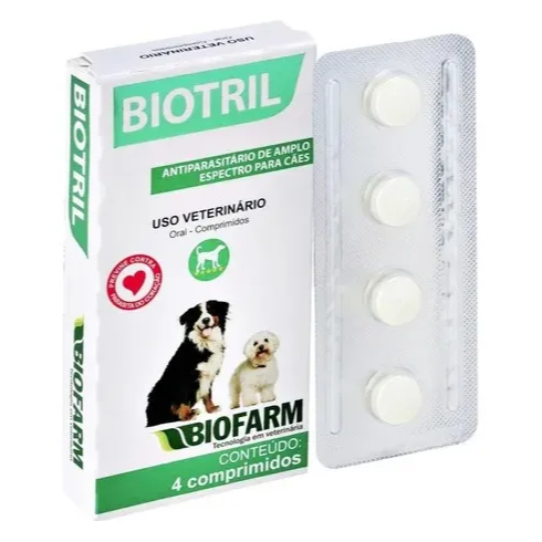 Biotril Antiparasitário Amplo Espectro 4 Comprimidos Cães