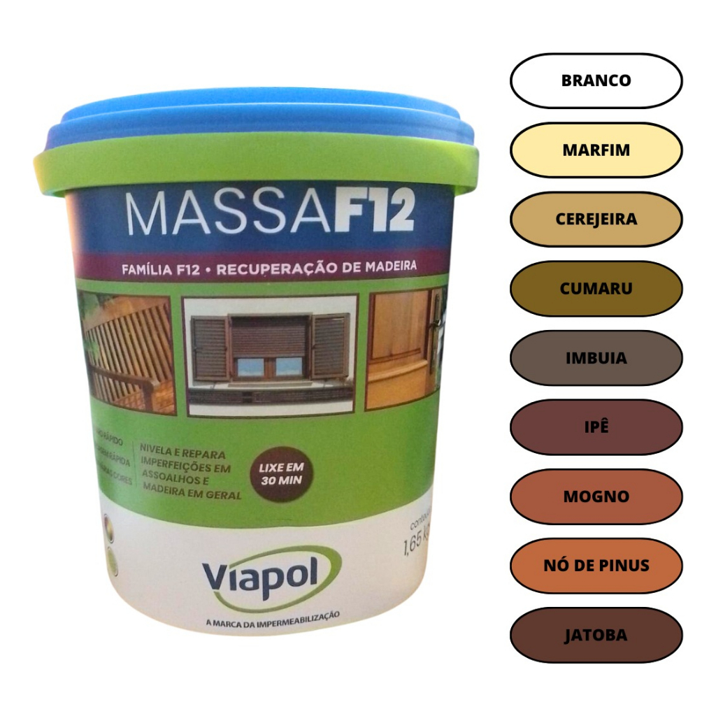 Massa para Madeira Viapol 1,65 kg com Secagem Rápida para Reparos e Calafetação em Oferta na Shopee
