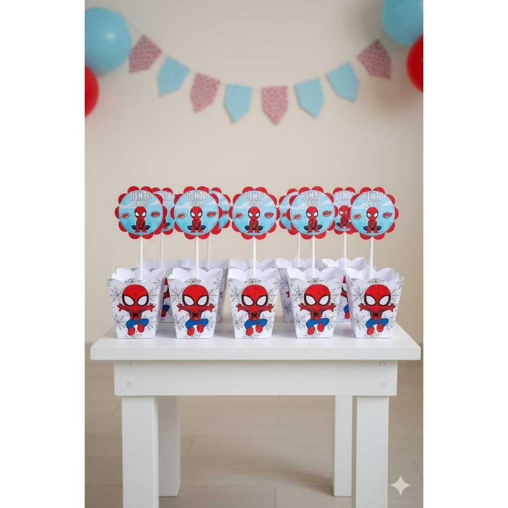 Centro de mesa Cachepo Personalizado festa infatil- Lembrancinhas Homem aranha baby cut Pegue e monte