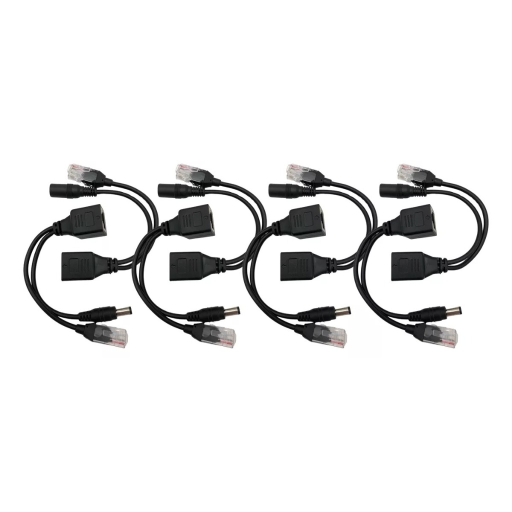 Kit C/ 4 Par De Cabos Adaptador Injetor Poe Separador Rj45