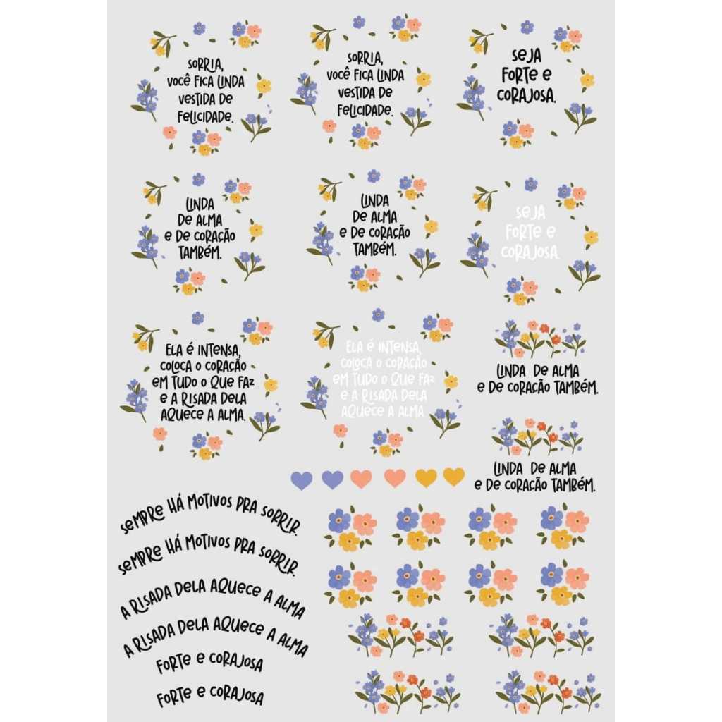 Cartela de Adesivos DTF UV A4 – Personalize Canecas, Copos e Presentes | Adesivos Resistentes à Água versiculo