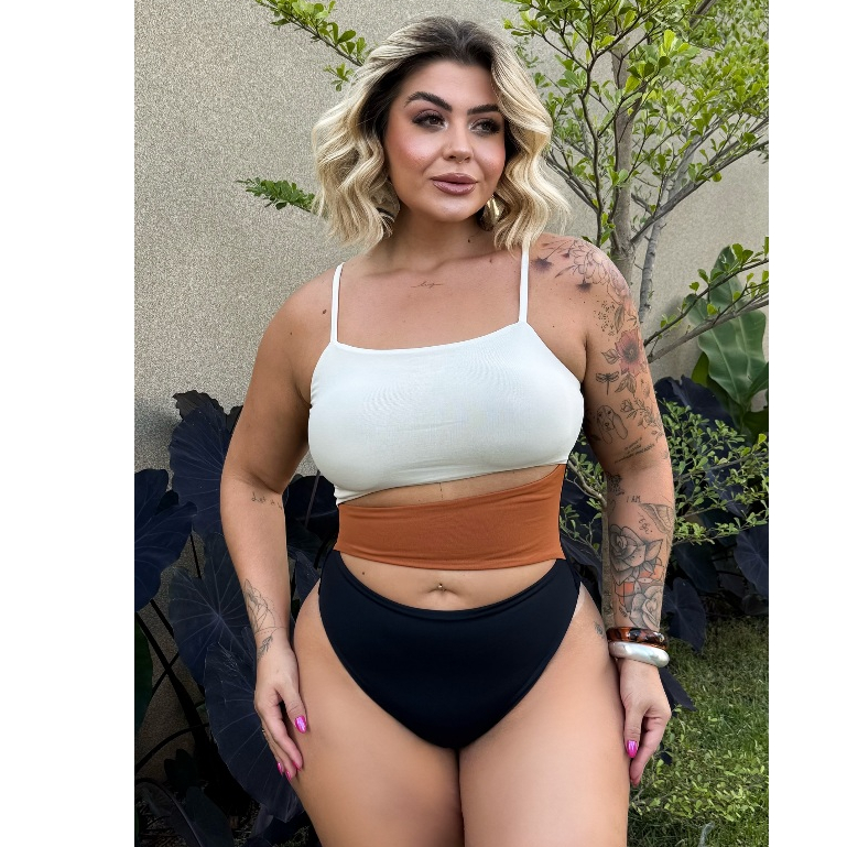 Maiô Paula – Com Recortes Frontais, Alças Finas com Regulagem, Bojo Removível e Decote Reto – Preto Classico em Oferta na Shopee