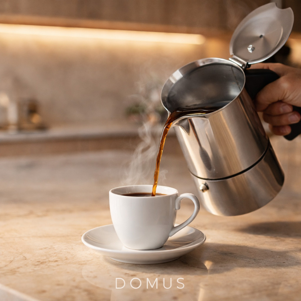 Cafeteira Premium Italiana Moka Inox com Aquecimento Rápido para Cafés Fortes Válvula de Segurança