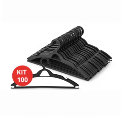 Cabide Adulto Preto kit 25, 50 ou 100 unidades Chatinho Reforçado Organizar Roupas Promoção