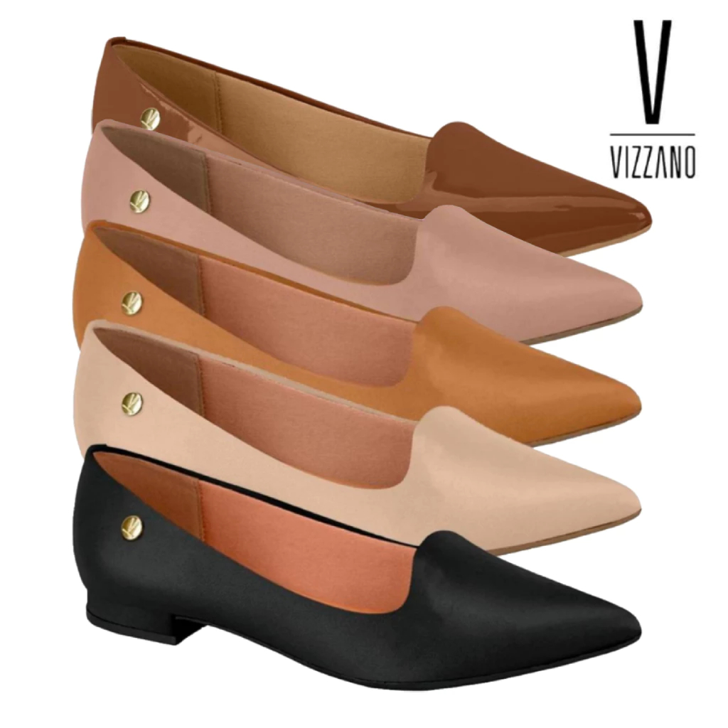 Sapatilha Vizzano Feminina Bico Fino Casual Salto Baixo Confortável Original Social Elegante