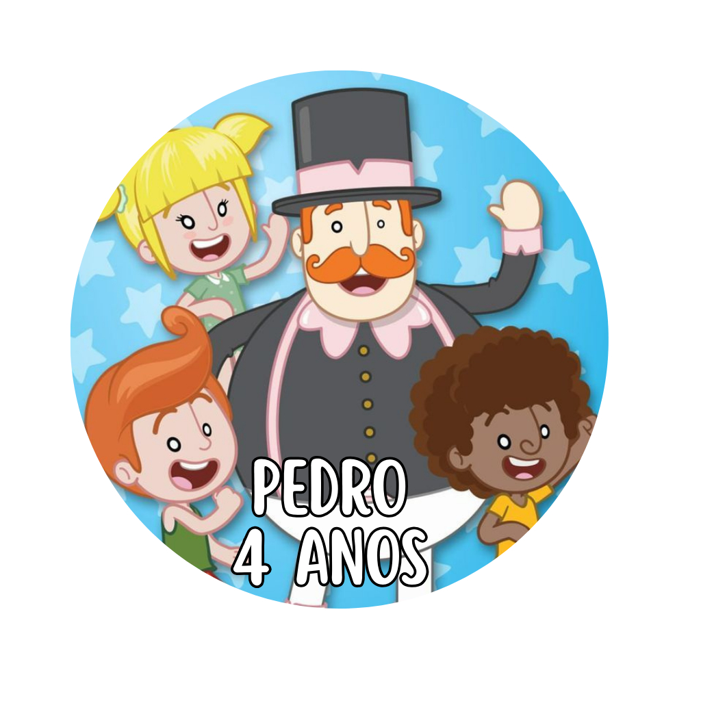 Adesivo redondo mundo bita personalizado festa infantil aniversário lembrancinha infantil