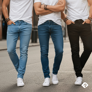 Kit 3 Calça Jeans Masculina Skinny com Lycra em Oferta na Shopee