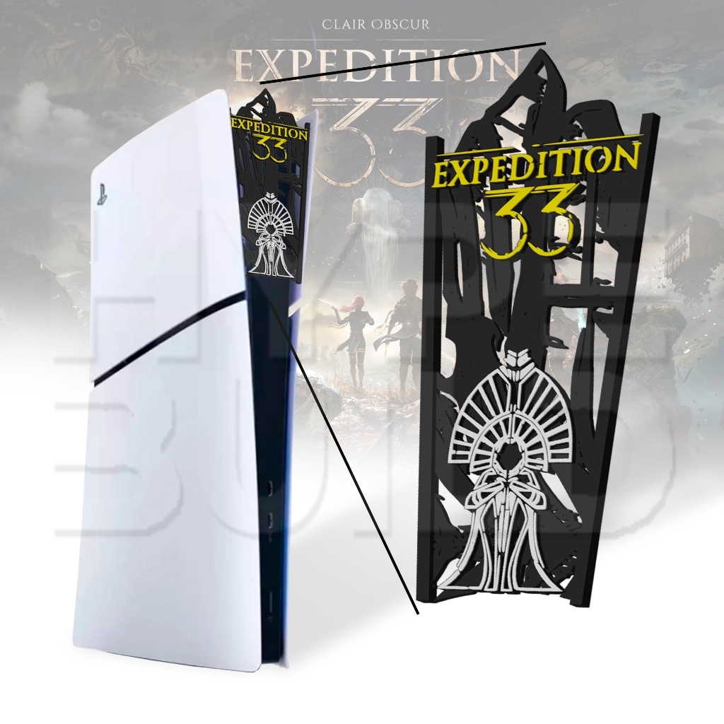 Faceplate Frontal PS5 Personalizado – Estilo Expedition 33 | Encaixe Central (FAT / SLIM) – Gamer Colecionável