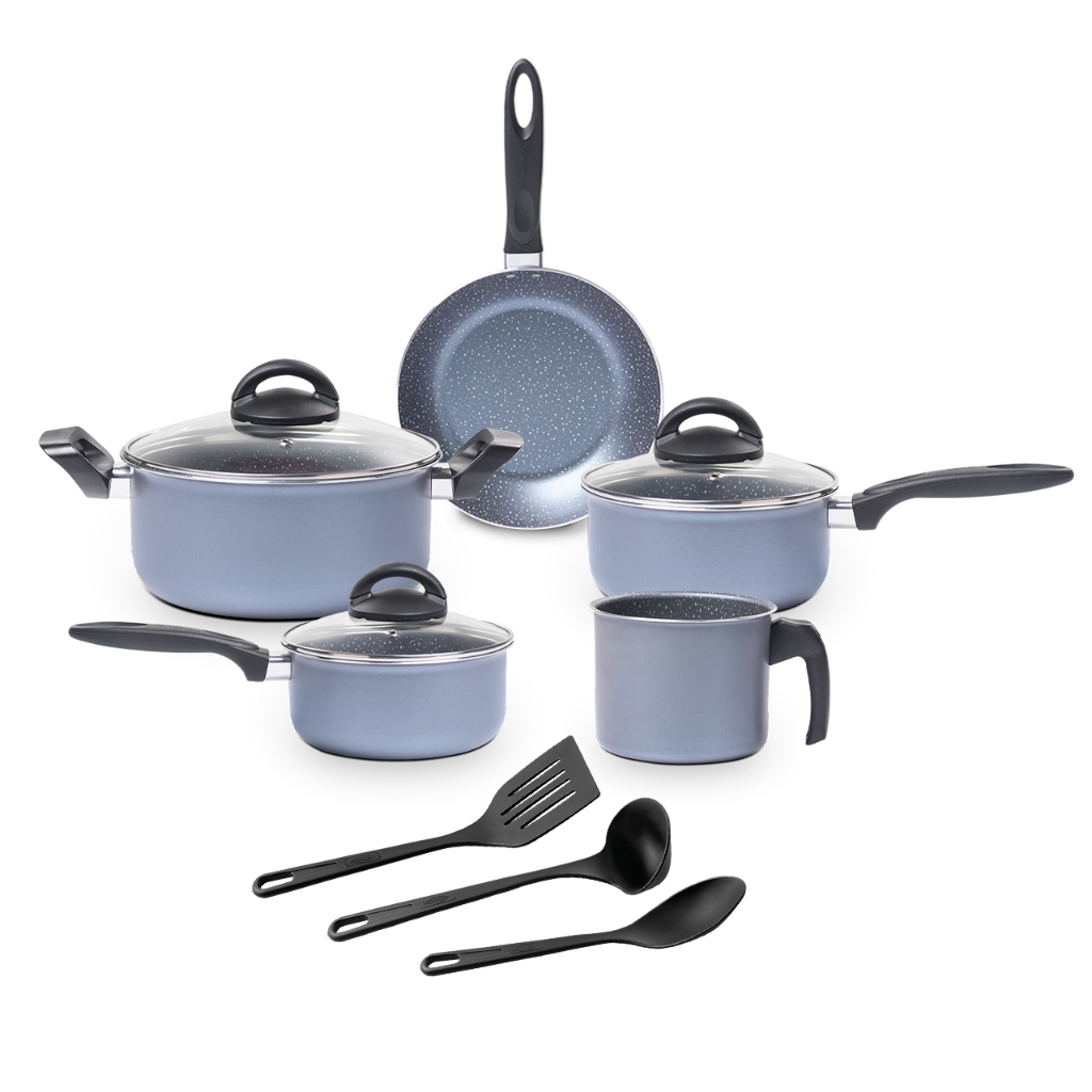 Jogo de Panelas Brinox Antiaderente Ceramic Life 8 peças Suprema Jeans em Oferta na Shopee