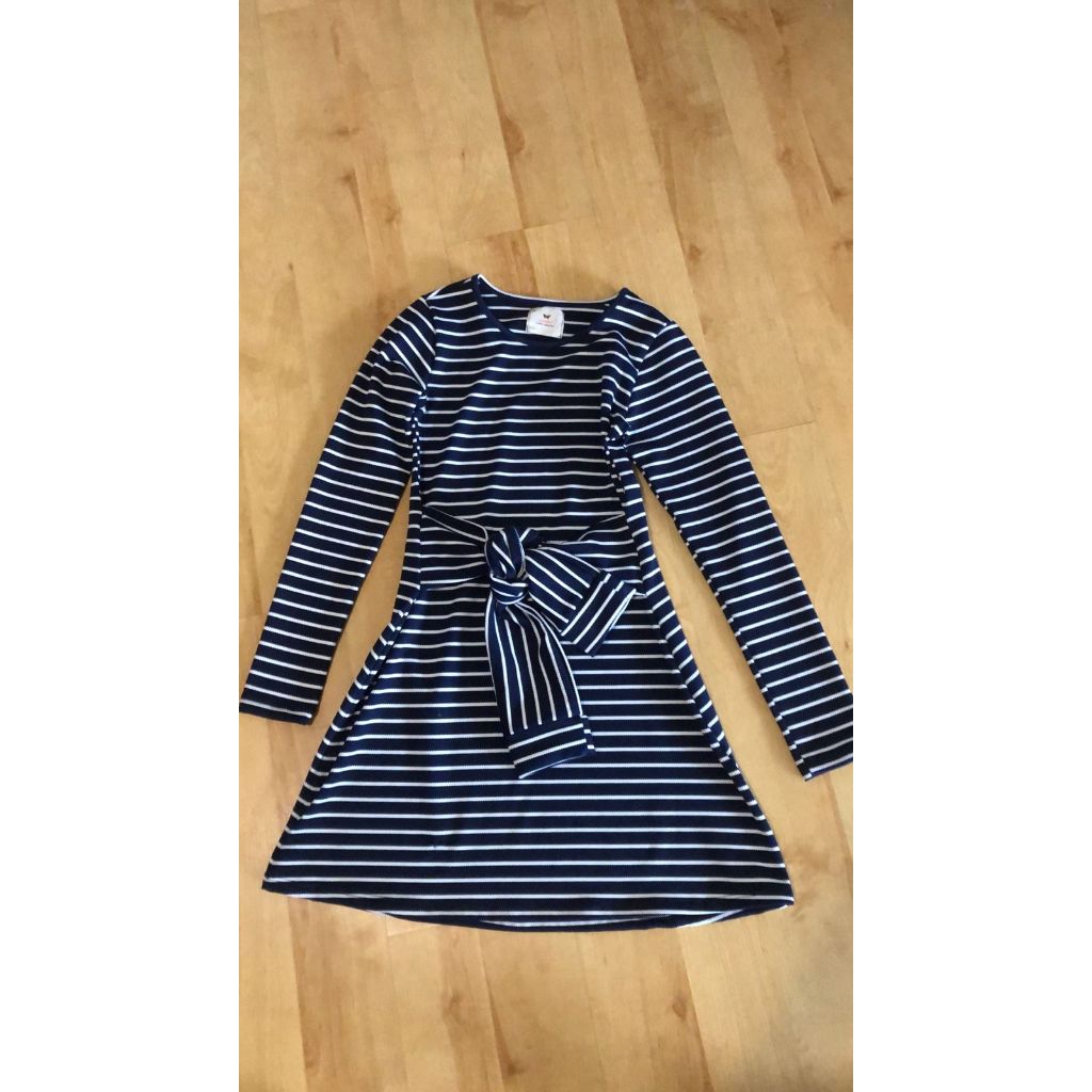 Vestido de listras preto e branco, malha encorpada, tam 11