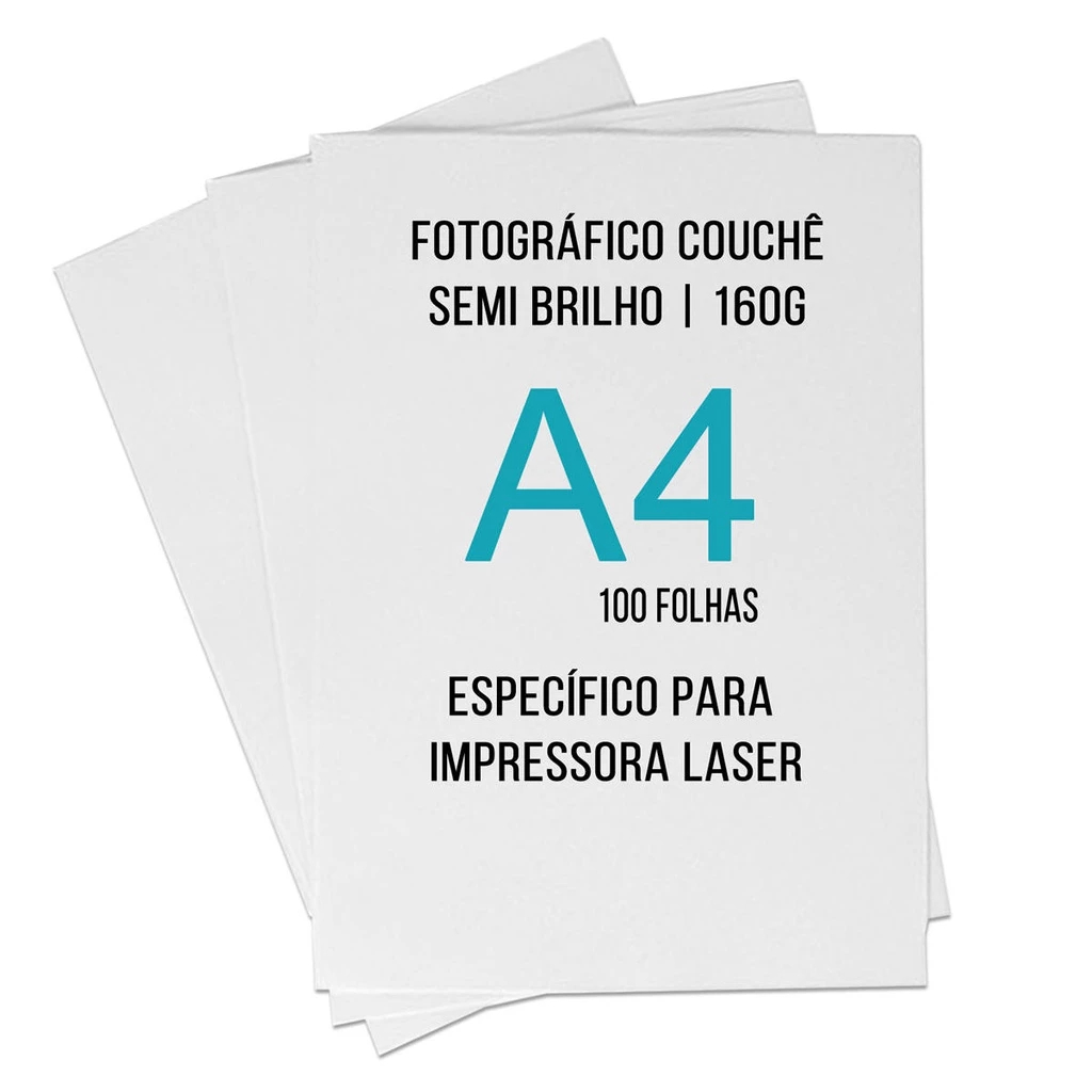 Papel Couchê A4 160g Premium Semi Brilho P/ Impressoras a Laser