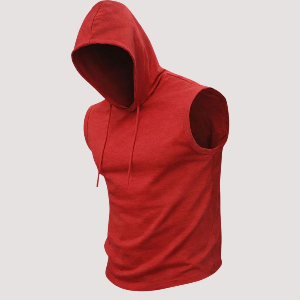 Camiseta Regata Masculina Machão Camisa Cavada Capuz Slim Fit Academia Fitness, Treino Malha fria