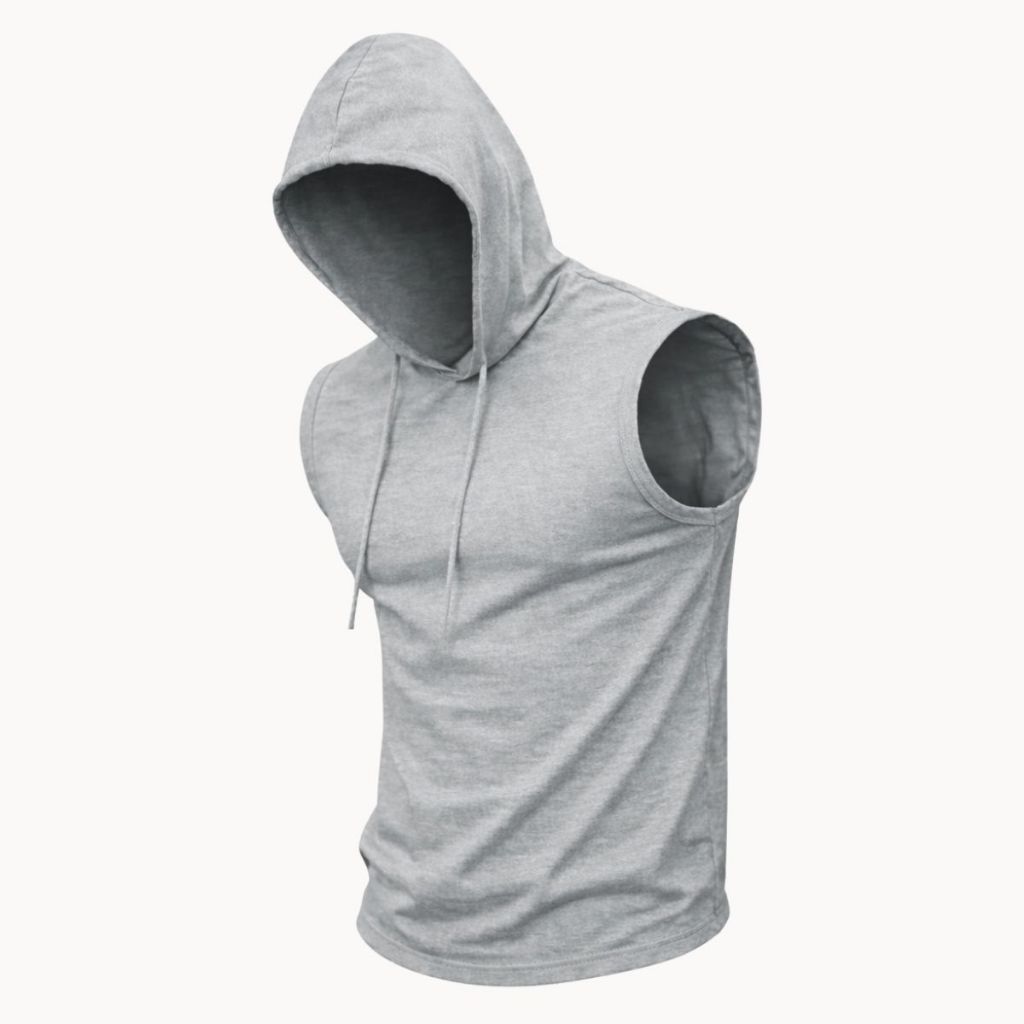 Regata Com Capuz Masculina Camiseta Cavada Touca Slim Camisa Machão com Cordão Academia, Musculação