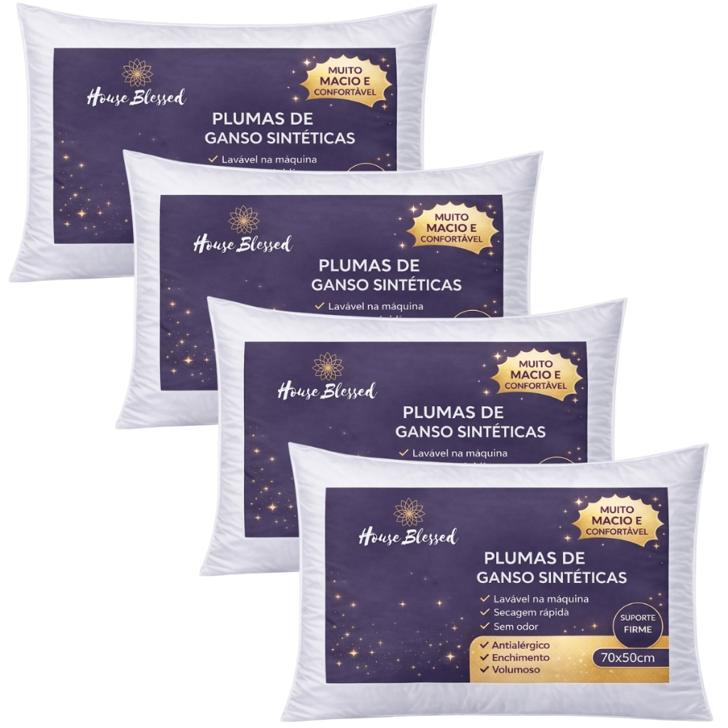 Travesseiro Pluma de Ganso Luxo Antiacaro 70x50cm Toque Fofo Confortável em Oferta na Shopee