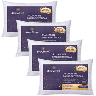 Travesseiro Pluma de Ganso Luxo Antiacaro 70x50cm Toque Fofo Confortável em Oferta na Shopee