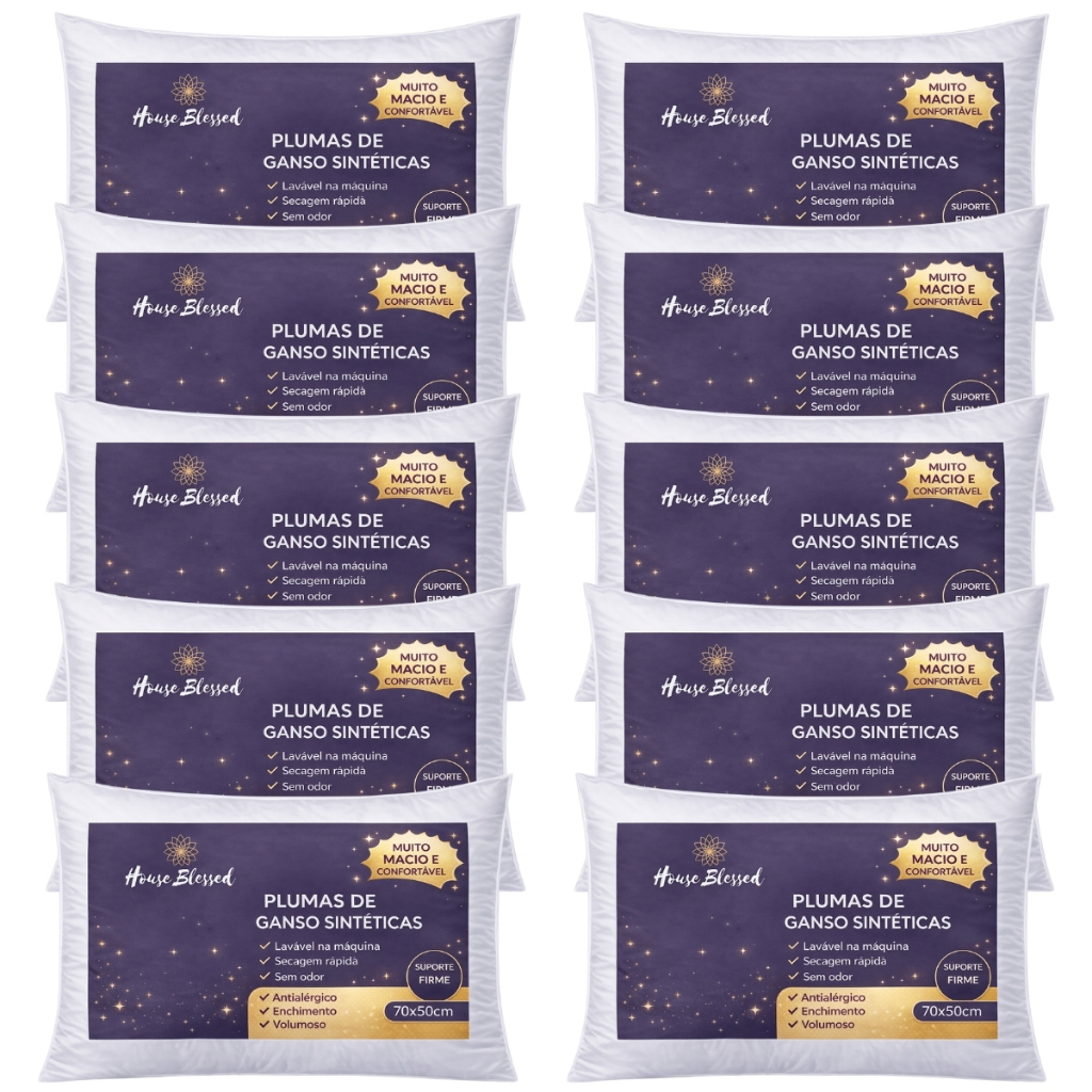 Combos 2-4-6-8-10 Travesseiro Pluma de Ganso Toque Macio Descanso Antiacaro 70x50cm Luxo em Oferta na Shopee
