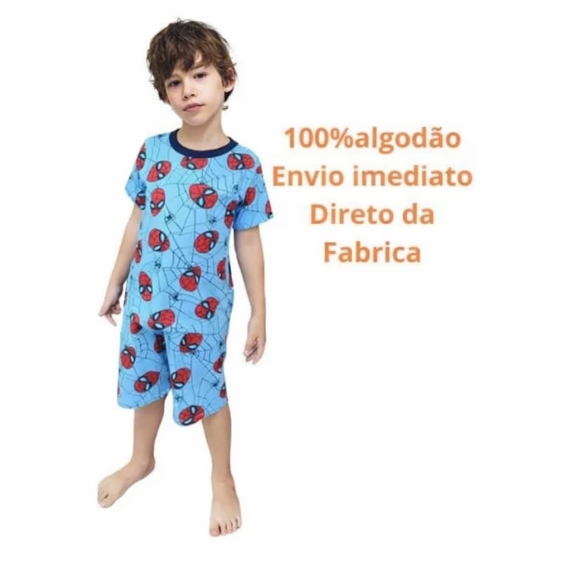 Conjunto Pijama Infantil Verão MENINO Sortido ( 1 camiseta+ 1 bermuda)