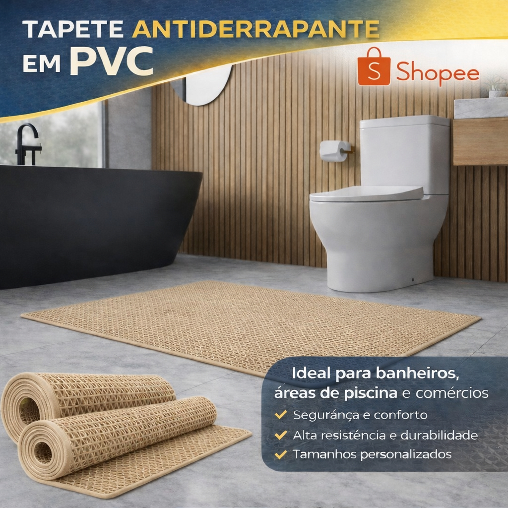 Tapete Piso Antiderrapante Para Banheiro Box Piscina Vestiario Sauna Barco 1,00 X 0,60 - Bege