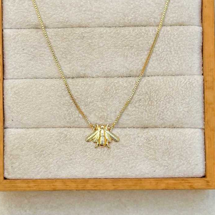 [ SEMI JOIA ] Colar Abelha Delicada Moda Cordão Luxo Banho Ouro 18k Acessórios Femininos