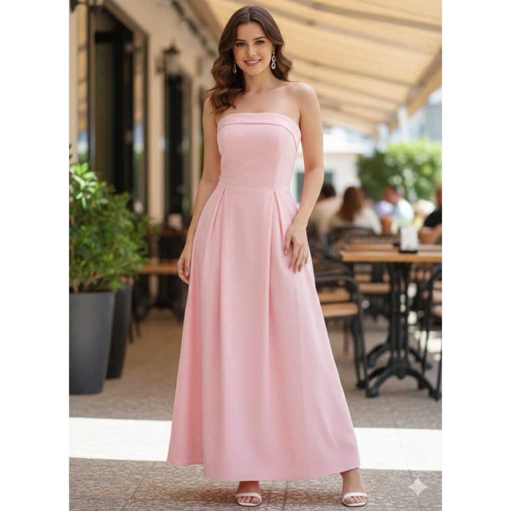 vestido longo tomara que caia em Oferta na Shopee
