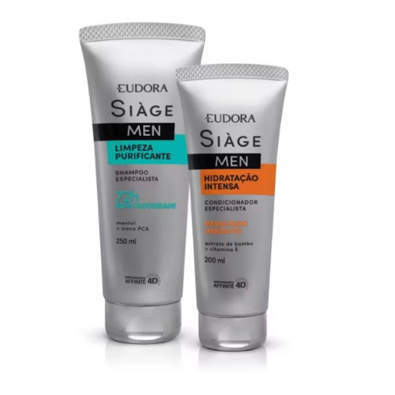 Combo Siàge Men: Shampoo Limpeza Purificante 250ml + Condicionador Hidratação Intensa 200ml