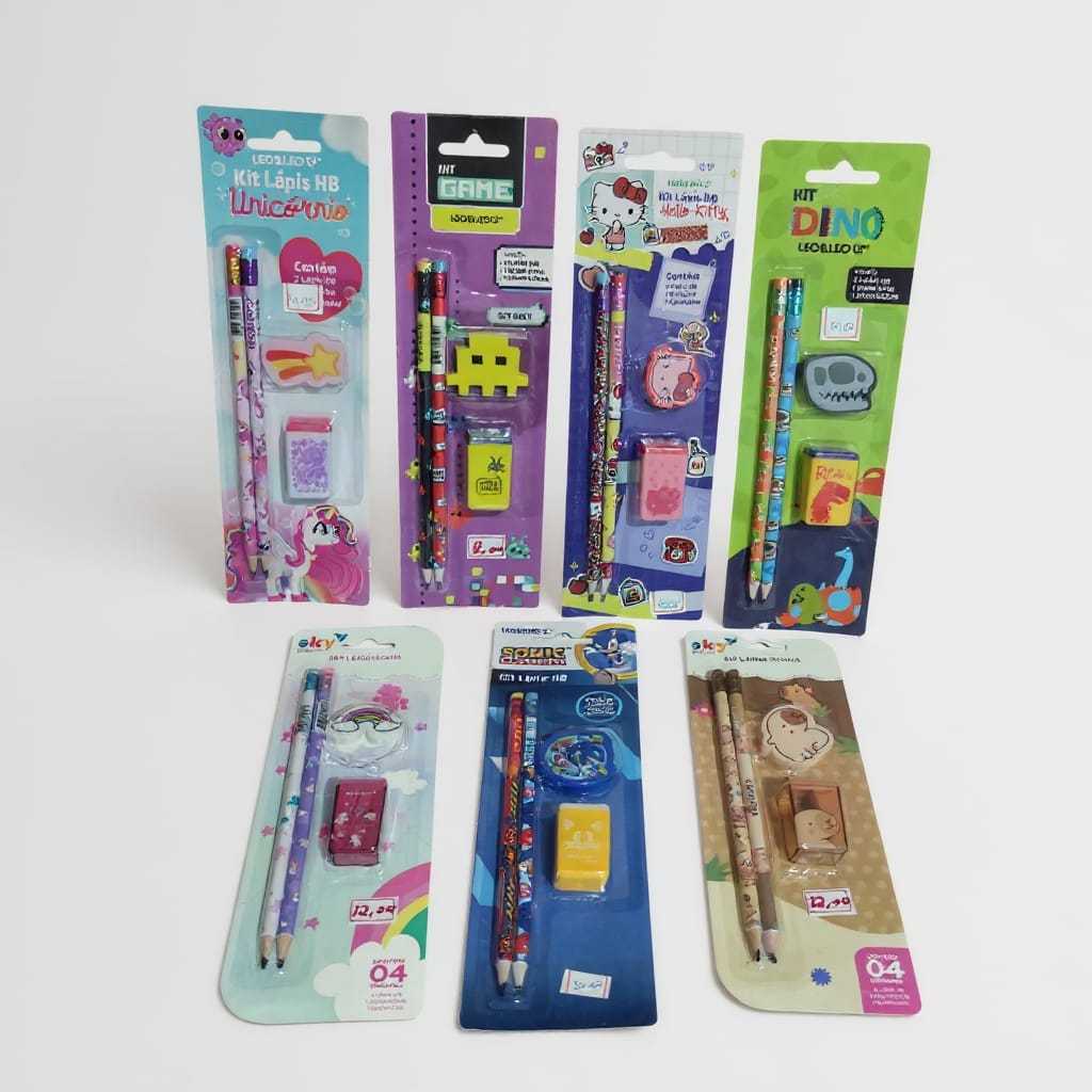 Kit Lápis Escolar Infantil Leo & Leo | Com Borracha em Oferta na Shopee